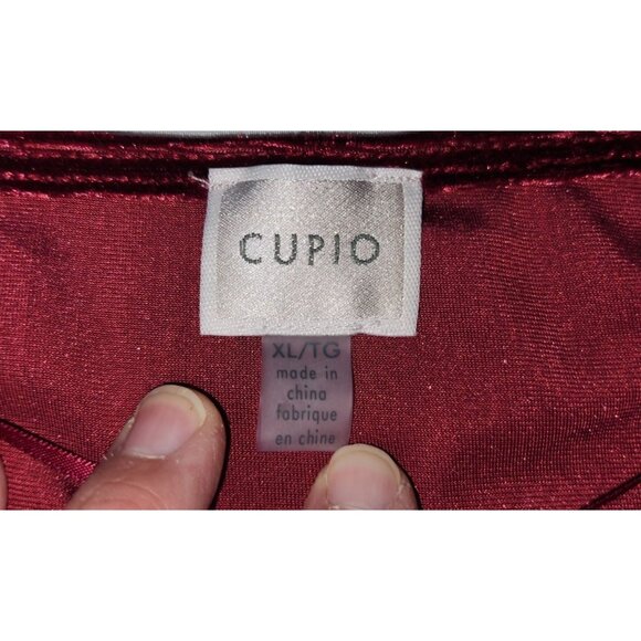 Cupio Crushed Velvet‎ Burgundy Short Sleeve Dress XL - Picture 2 of 5